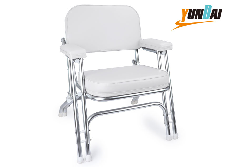 YUNDAI Folding Deck Chair with Aluminum Frame and Armrests